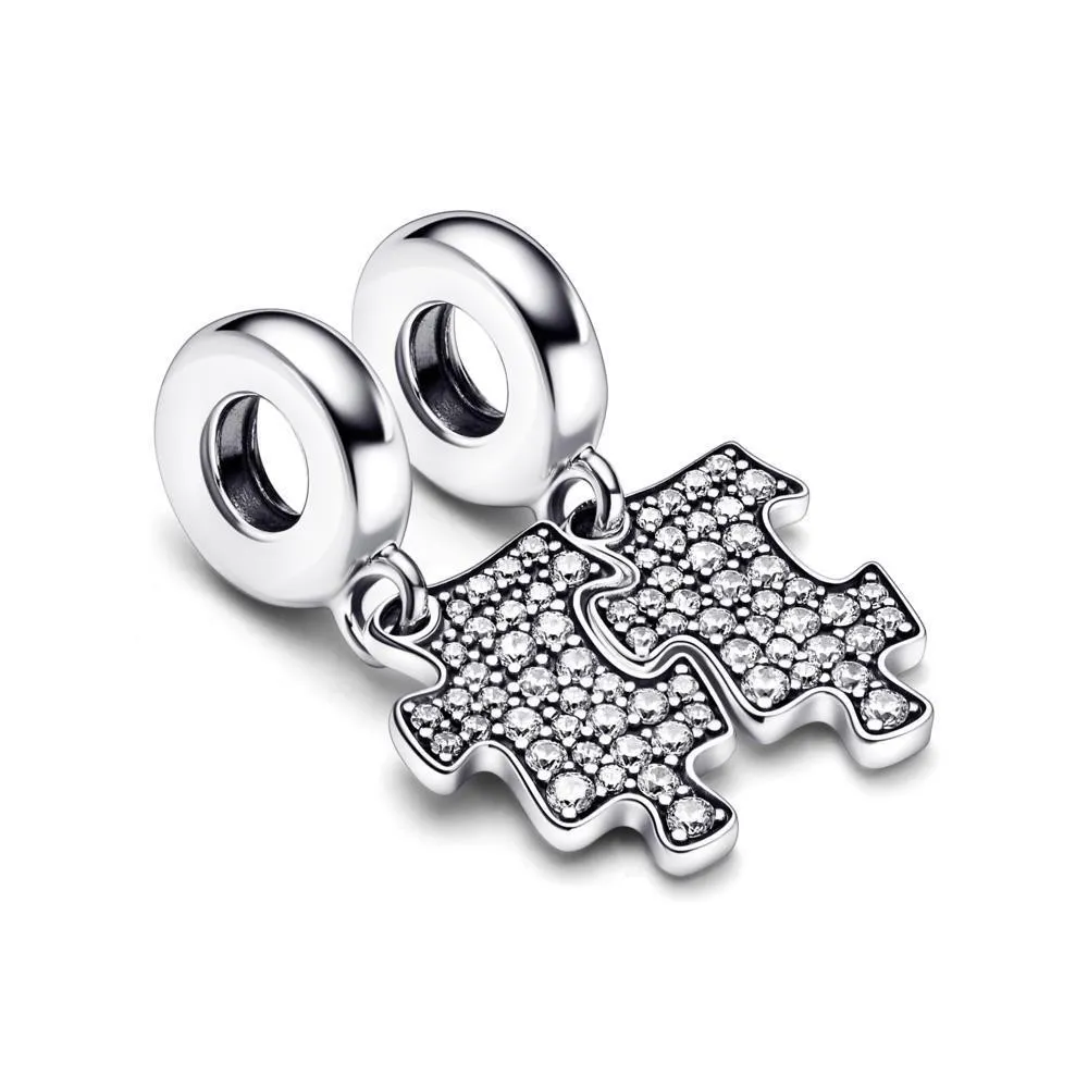 Charm Colgante en plata de ley Pieza de Puzzle Brillante Pandora
