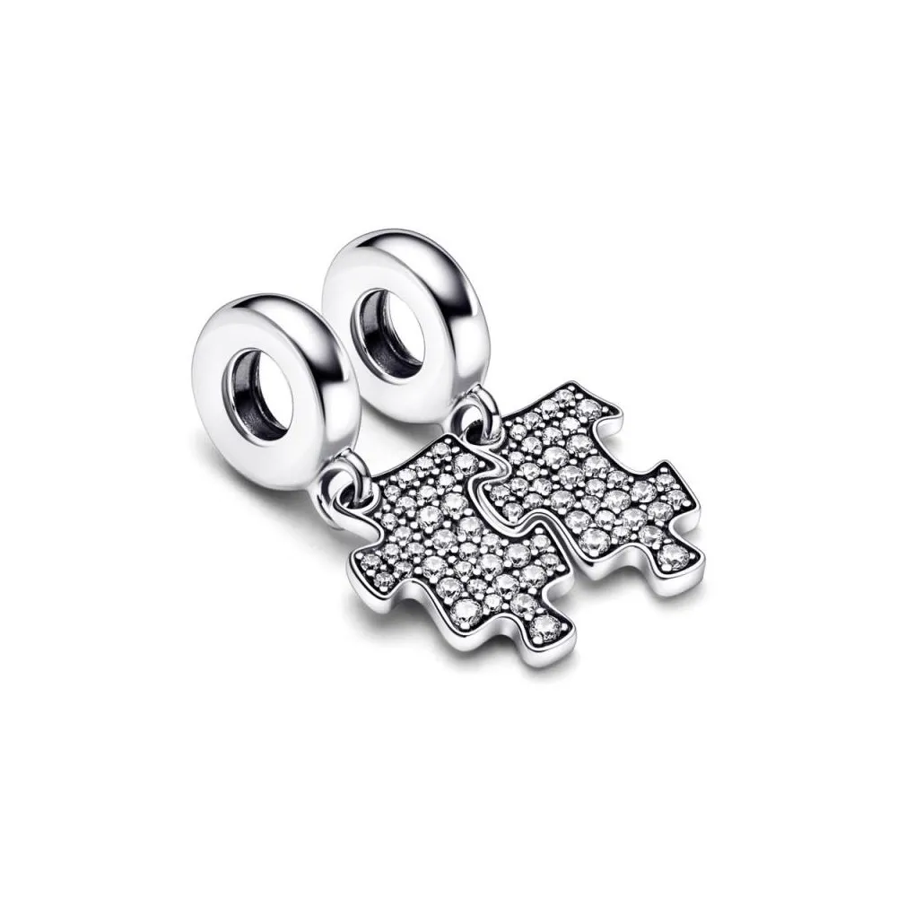 Charm Colgante en plata de ley Pieza de Puzzle Brillante Pandora