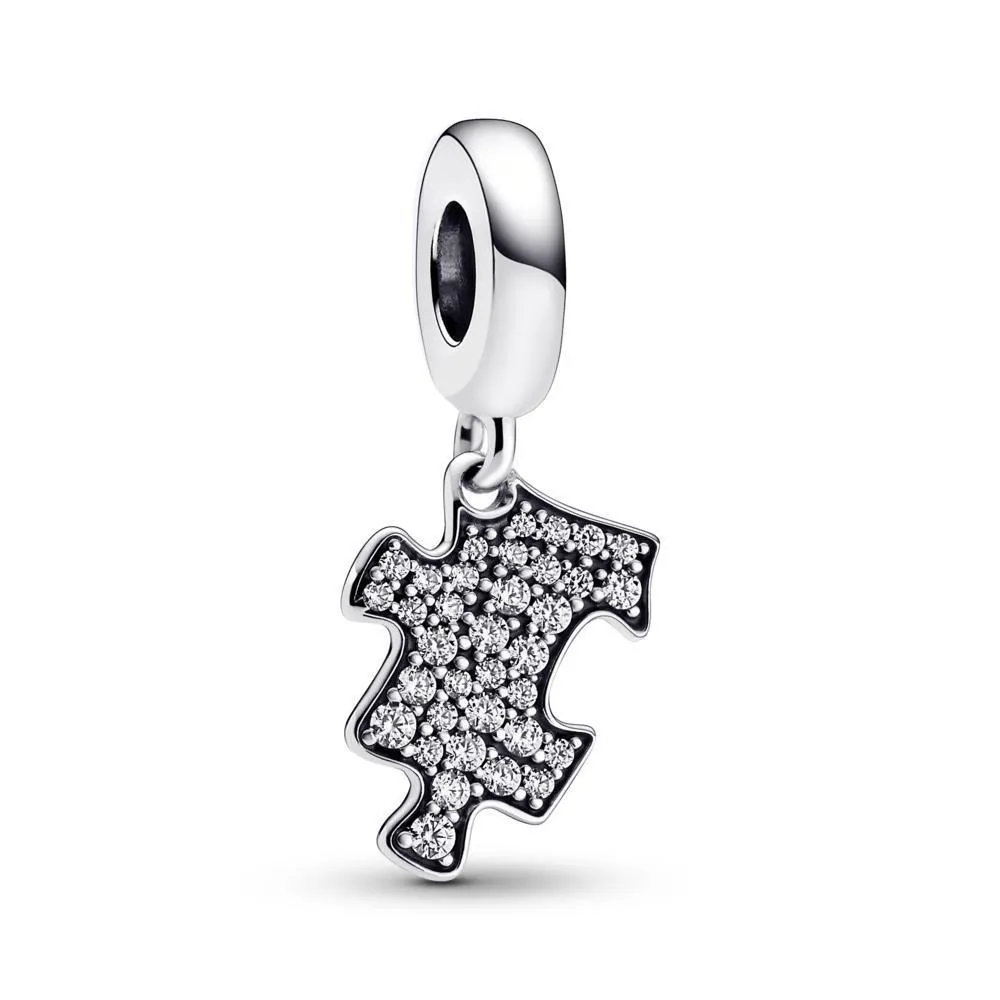 Charm Colgante en plata de ley Pieza de Puzzle Brillante Pandora